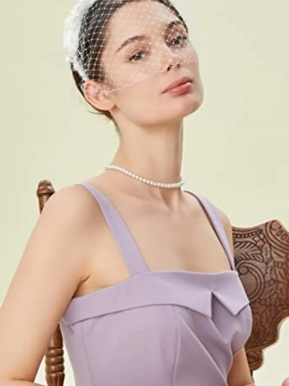 Vintage Style Mesh Veil Fascinator Headband with Floral Lace